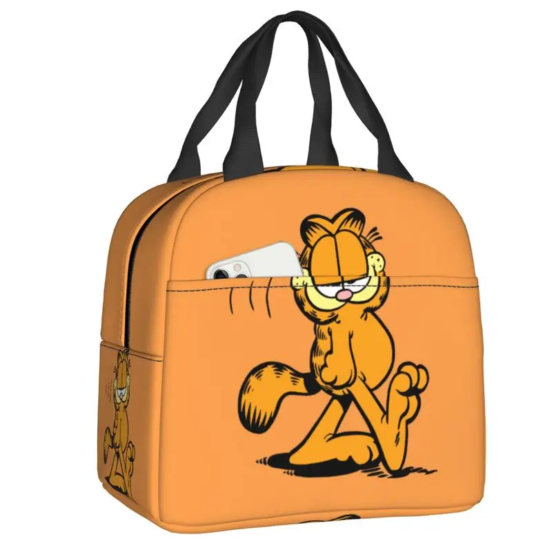 

Garfields Cartoon Cat Insulated Lunch Bag for Outdoor Picnic Portable Cooler Thermal Bento Box Women Kids