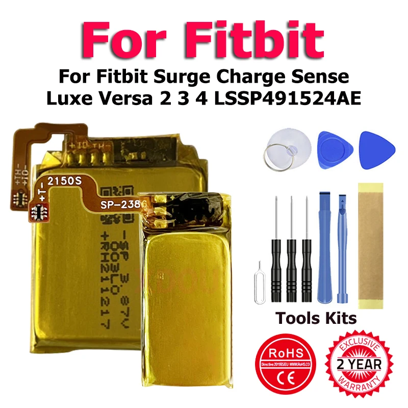 FitbitLuxe Versa4 Sense2 Charge4 LSSP411415 LSSP491524AE Аккумулятор для Fitbit Surge Charge Sense Luxe Versa 2 3 4 LSSP491524AE