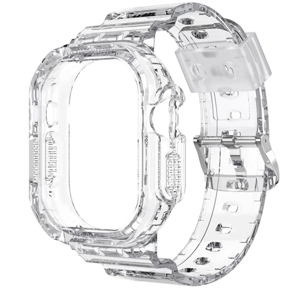 

Силиконовый ремешок и чехол для часов Apple Watch 8 Ultra 49 мм iWatch Series 8 Ultra 49 мм, спортивный прозрачный браслет на запястье