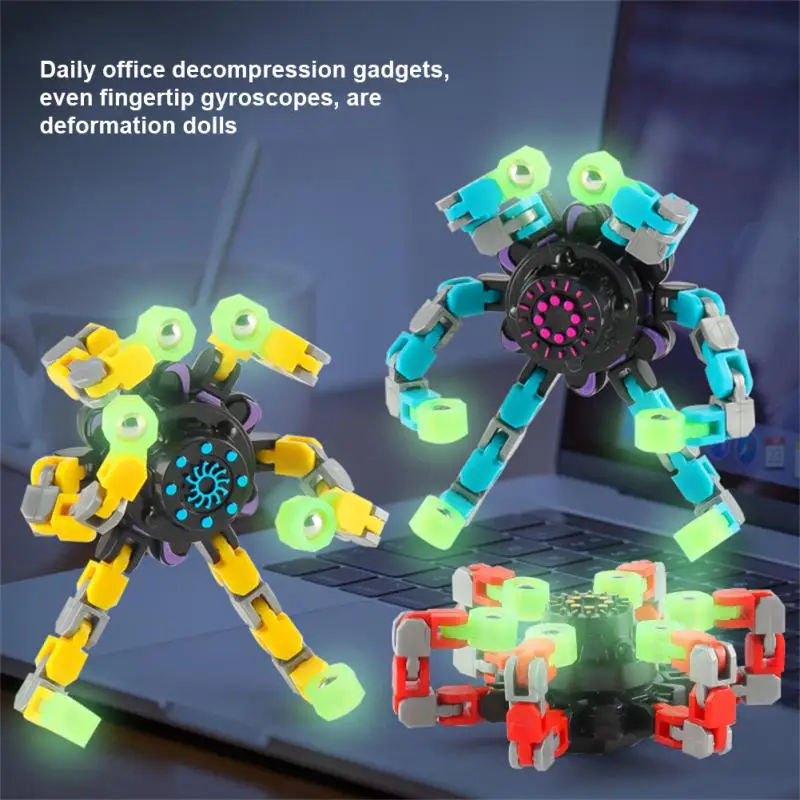 

Creative Deformation Fluorescent Gyro Toy Luminous Chain Kids Rotary Stress Relief Toy Fingertip Luminous Gyro Children's Gift