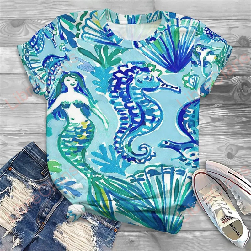 

Модная женская футболка с маленькой русалочкой, синяя футболка Ариэль, принцесса, винтажная Повседневная Женская одежда, топы для девочек, футболки с графическим рисунком