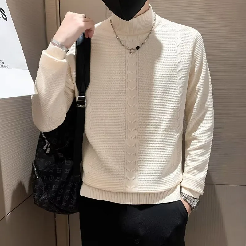 

Свитер Мужской трикотажный, водолазка приталенного силуэта, повседневный пуловер, весна-осень