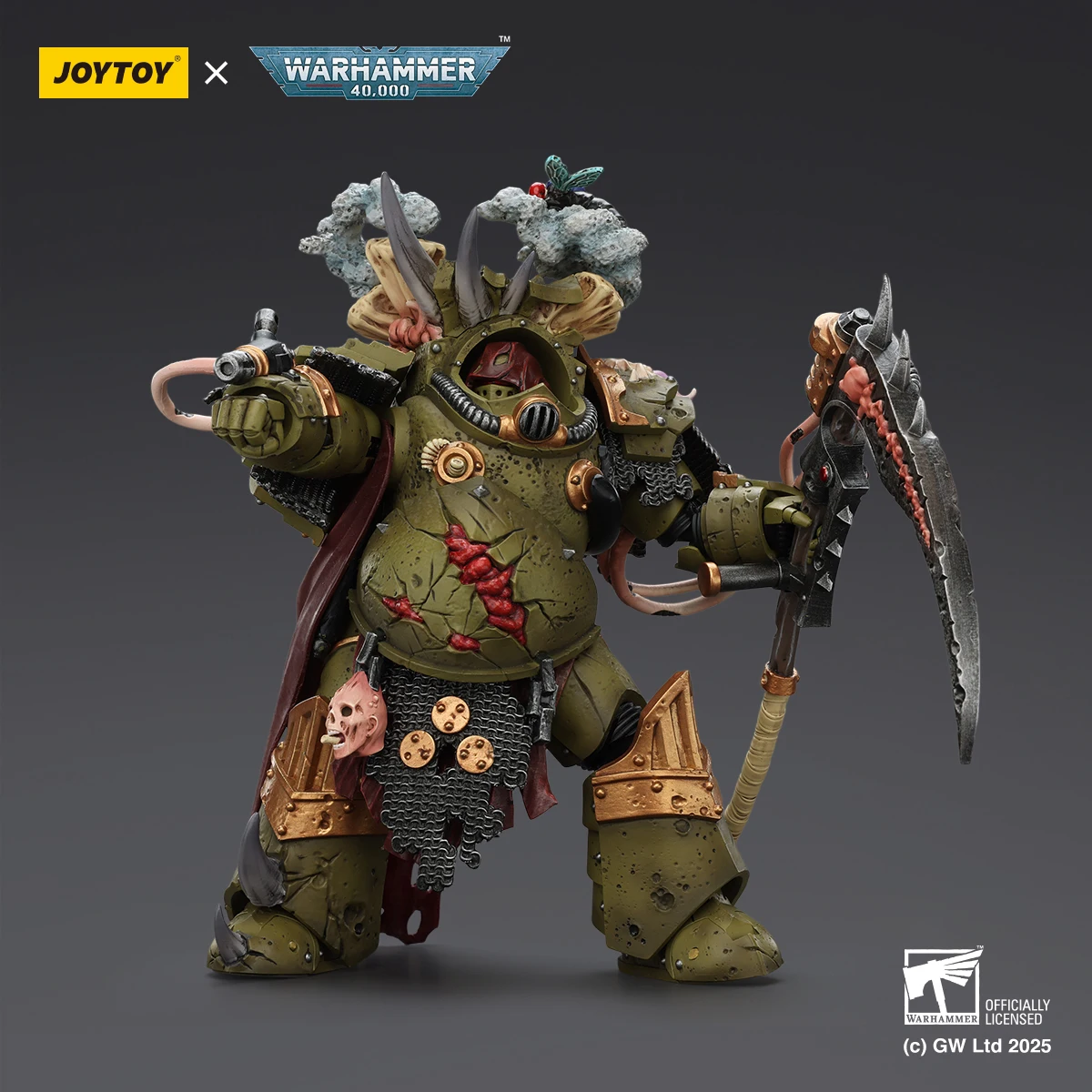 Фото Фигурка JOYTOY Warhammer 40K Death Guard Deathshroud Terminator с перчатками Manreaper Plaguespurter, коллекционная модель №5
