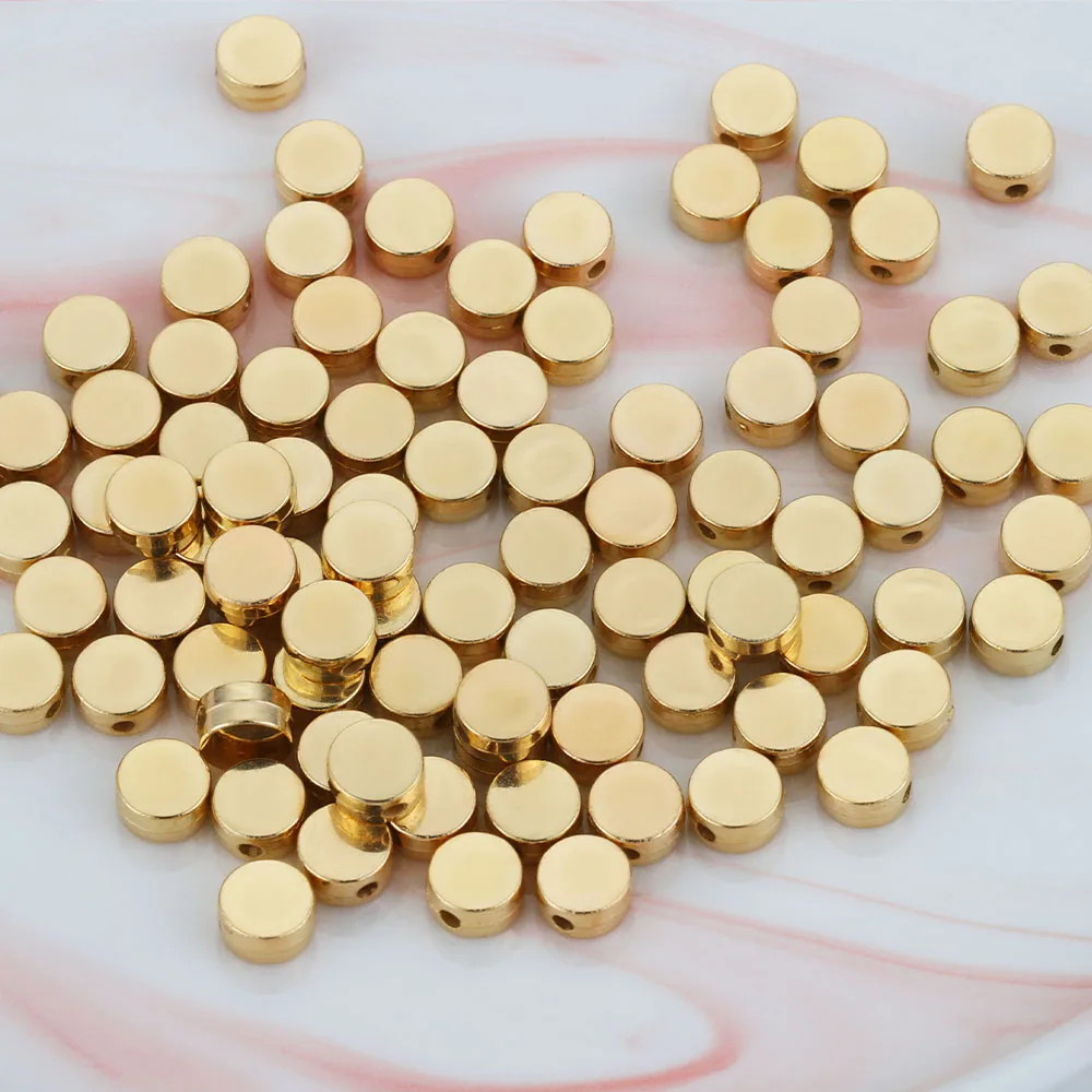 

100pcs 6mm Flat Round Beads Acrylic Loose Beads Gold Plated CCB Spacer for Jewelry Making Diy Beaded Necklace Bracelets Findings