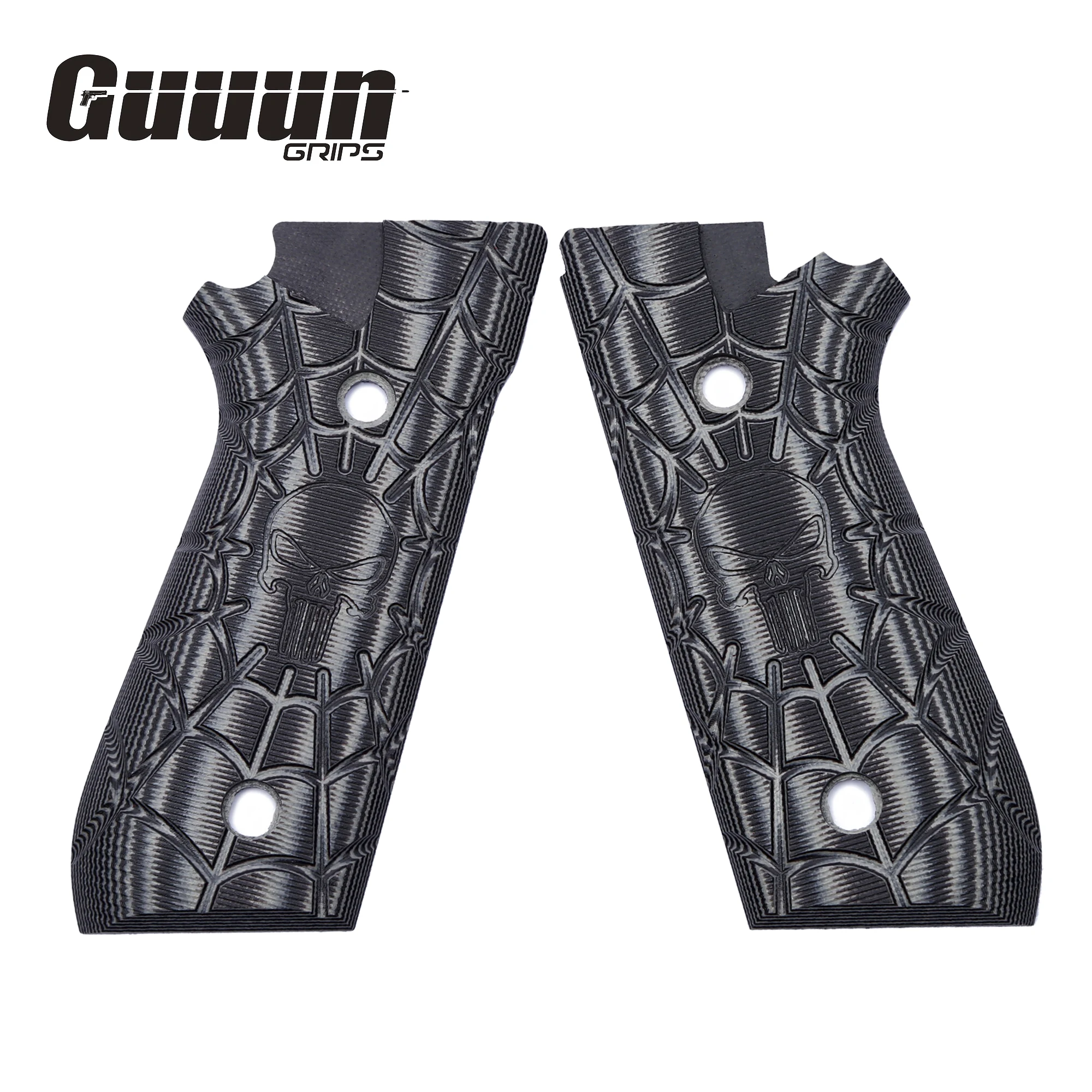 Guuun G10 Griffe für Taurus PT92 Schädel Skeleton Punisher Textur Kompatibel mit PT 92 /99/100/101 und Decocker - 5 Farbe optionen