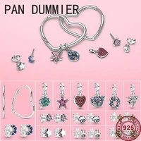 hot 925 sterling silver shining me love womens pan earrings are suitable for original pandoha me bracelets high quality jewelry