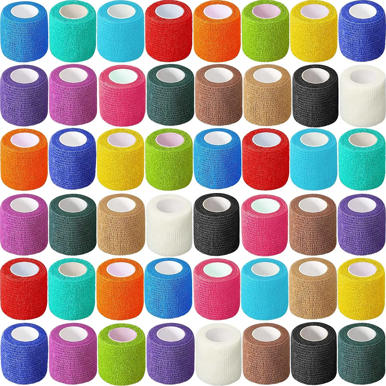 64 Pack Self Adherent Cohesive Wrap Bandages 2 Inch x 5 Yard Breathable Athletic Tape Self Adhesive Bandage Wrap Sports Tape