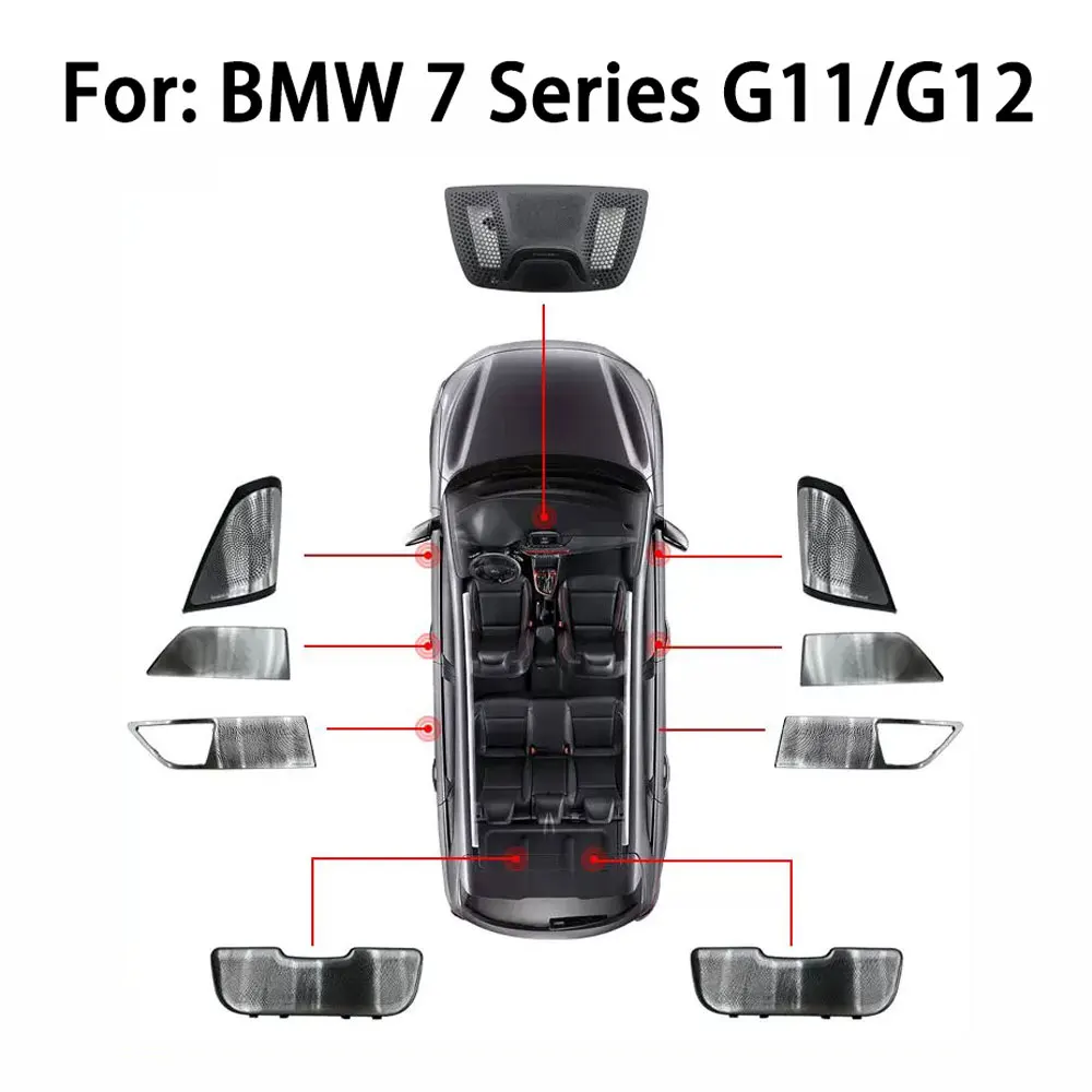 Фото Комплект обновления крышки динамика для BMW G11 G12, новая серия 7, дверной высокочастотный динамик, светящаяся 11-цветная крышка, светодиодная аудиосвязь, окружающий свет №1
