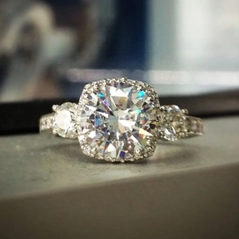 

Luxury Fashion AAA CZ Wedding Ring For Women Elegant Silver Color Micro Paved Female Engagement Rings Wholesale