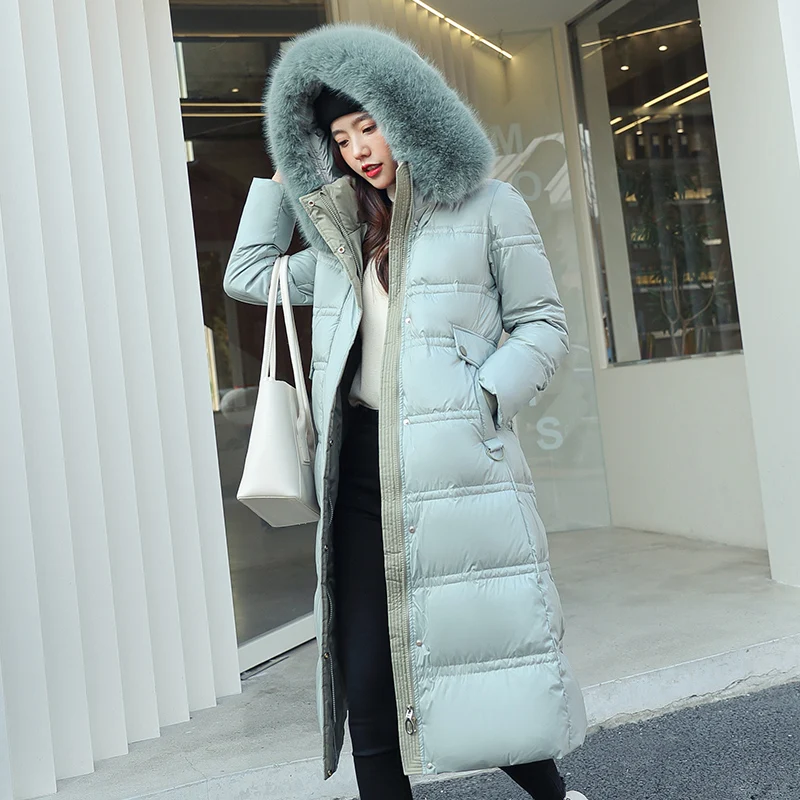 Down Parka Super Long Jacket Female Knee Winter Jacket Woman With Thick Black Coat In Winter Abrigo De Mujer