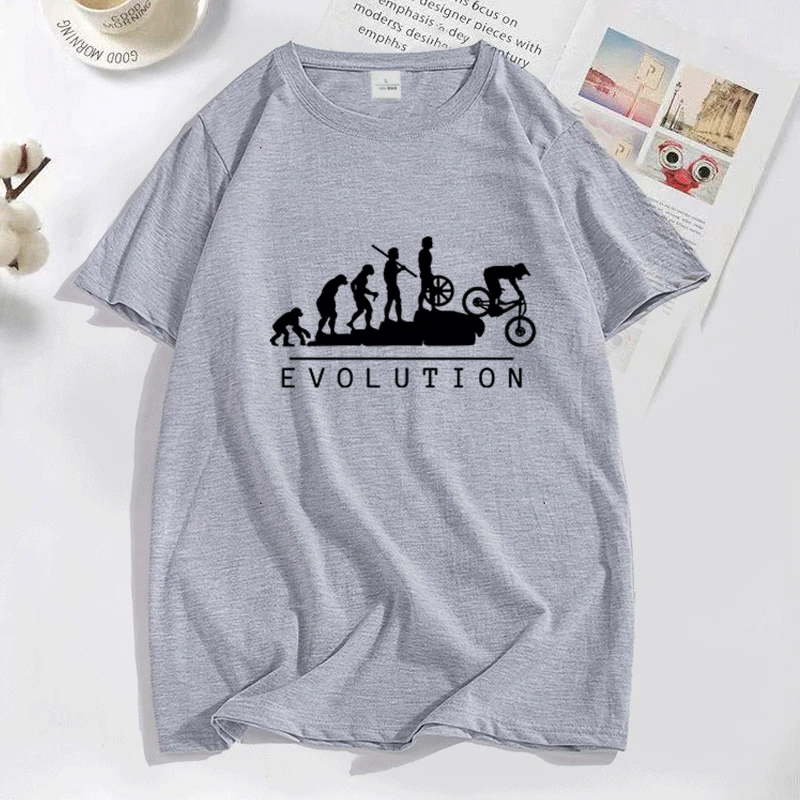 

Футболка мужская с круглым вырезом, хлопок, короткий рукав, винтажная, эволюция горного велосипеда, повседневная одежда
