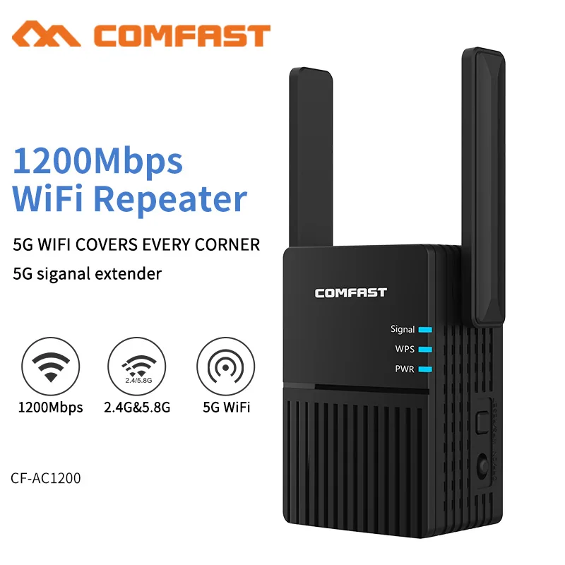 1200Mbps Long Range Dual Band 2.4+5Ghz Wireless Wifi Repeater High Power Signal Booster Wi fi Extender Wlan Wi-fi Amplifer