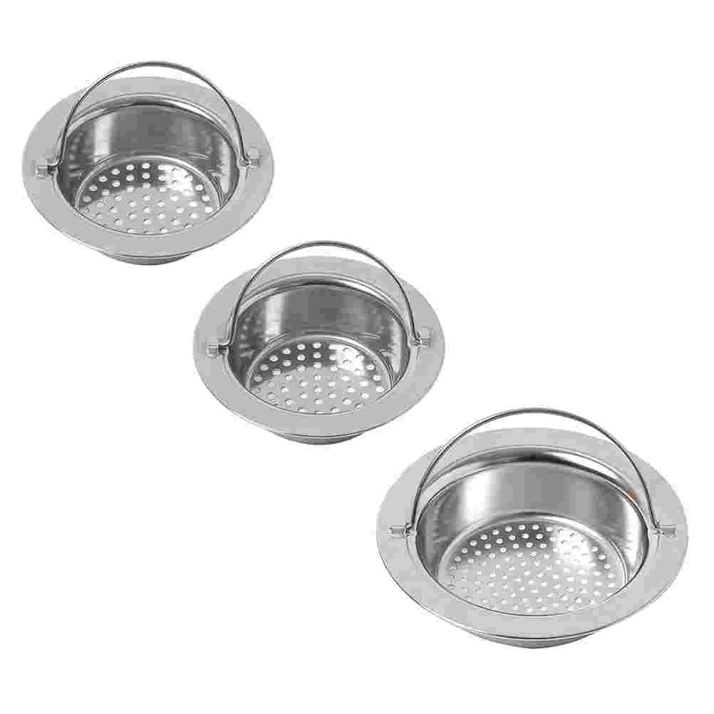 

3pcs Stainless Steel Sink Strainers Sink Drainage Strainers Hair Fliters for Bathroom