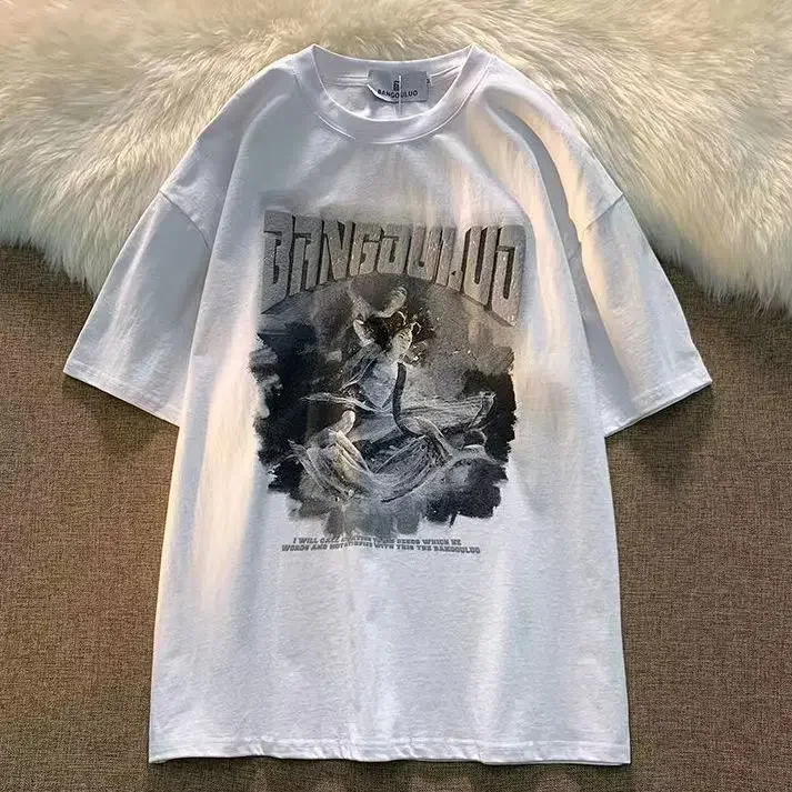 топы с принтом одежда футболка рок корейский стиль аниме японский черная