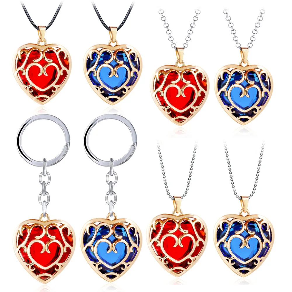 

Game The Legend of Link Figures Necklaces Cartoon Anime Alloy Crystal Heart Hollow Pendant Necklace Women Men Birthday Xmas Gift