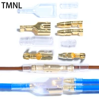 4 0mm male female 1 2 sheath bullet terminal connector car clear cover cold crimp electrical gold brass wire insulating sleeve