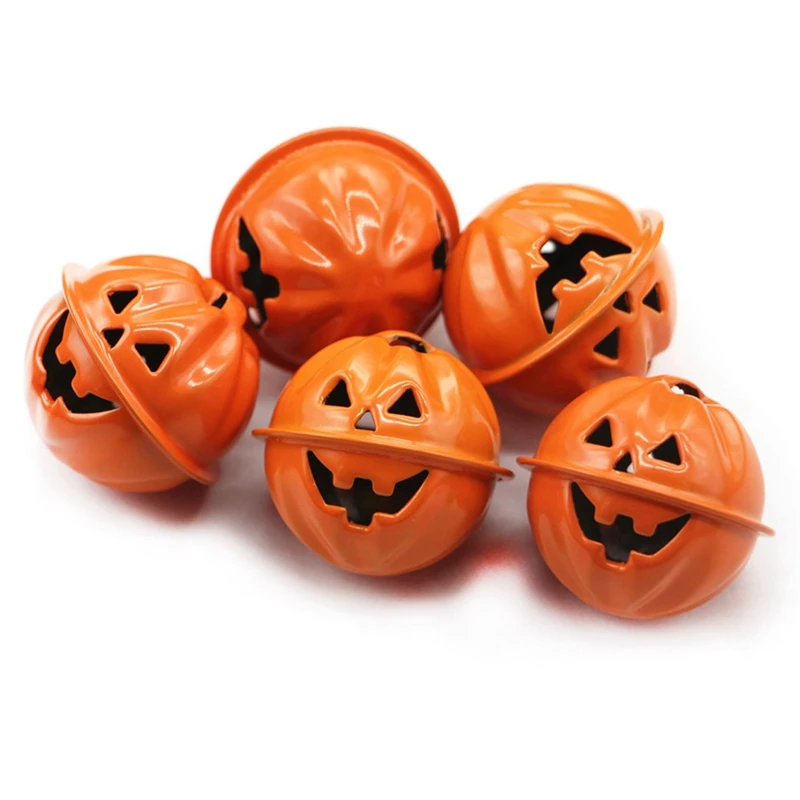 

20PCS Halloween Decoration Pumpkin Bell Christmas Cartoon Paint Pet Bell Ghost Face Hollow Bell