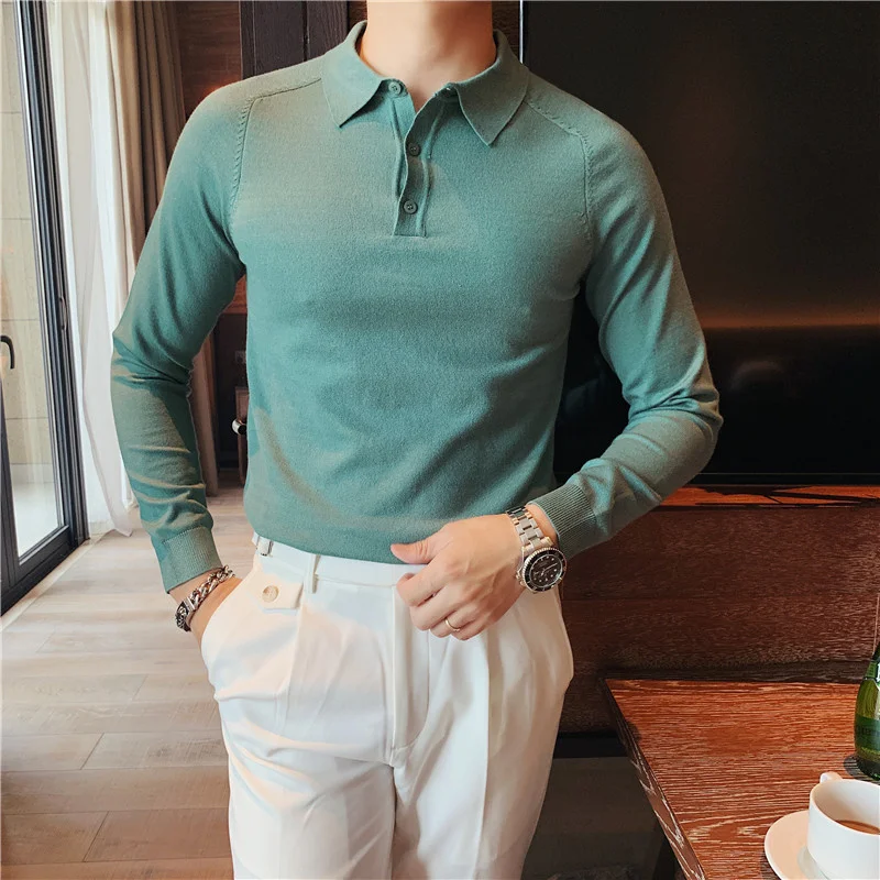 

2023 Ctton Brand Clothing Men Spring High Quality Pure Cotton Long Seeve Shirts/Mae Slim Fit Leisure POLO Shirts Tops