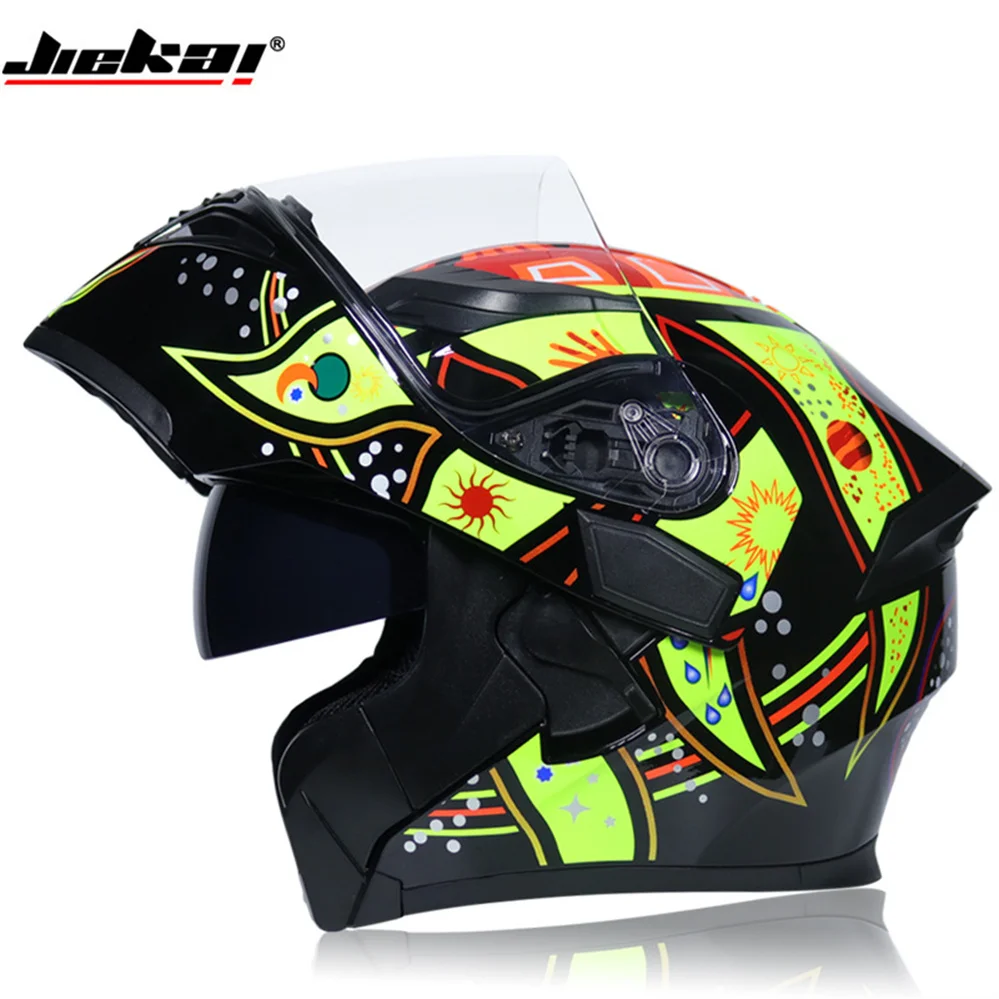 Enlarge DOT ECE Approved New JIEKAI Classic Modular Flip Up Motorcycle Helmet High Quality Safety Downhill Motocross Racing Casco Moto