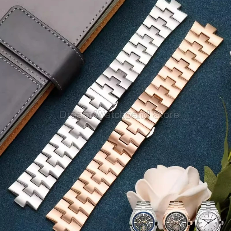 Фото Браслет для часов из нержавеющей стали 24x8 мм 24x7 мм для Vacheron Constantin Overseas 4500V 5500V P47040 Противоизносный прочный ремешок №4