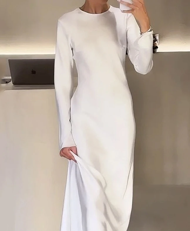 

Женская длинная юбка, Повседневная элегантная трапециевидная юбка с круглым вырезом и длинными рукавами, платье-пуловер, осень 2023