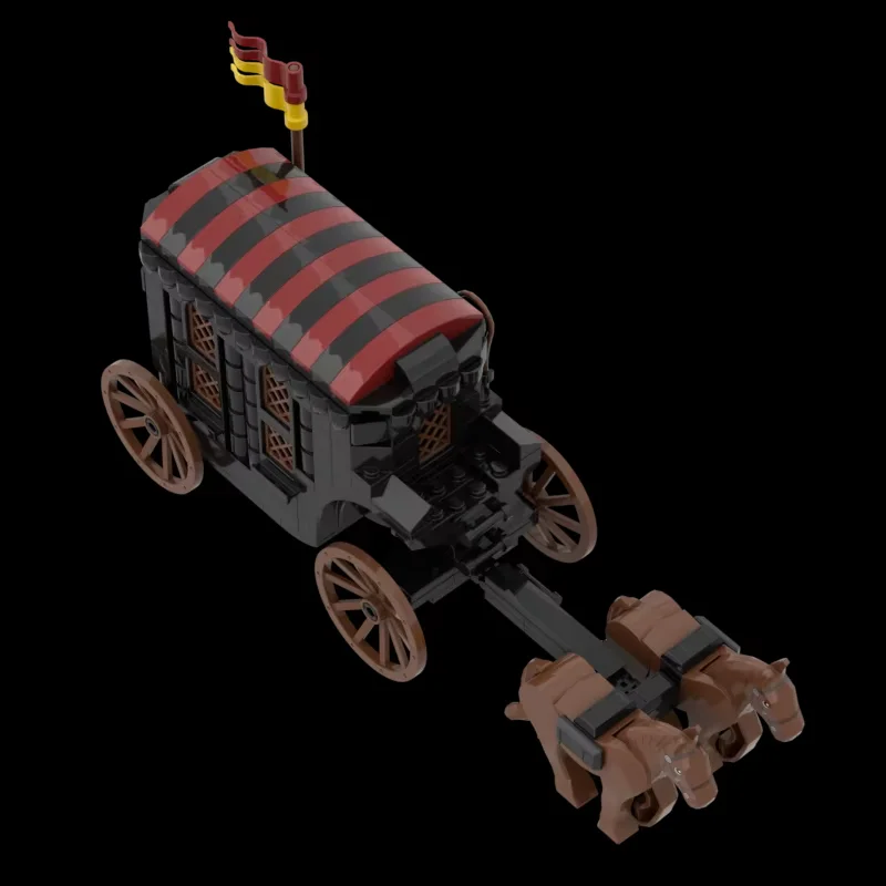 MOC-127645 Креативные строительные блоки средневековая модель карета рыцаря льва