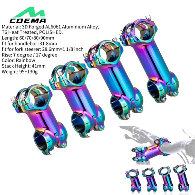 

NEW Bike Stem Riser Aluminum Alloy Bicycle Handlebar Stems Black MTB Stem 7 17 Degree For 28.6/31.8mm Bar MTB Power Bike Parts