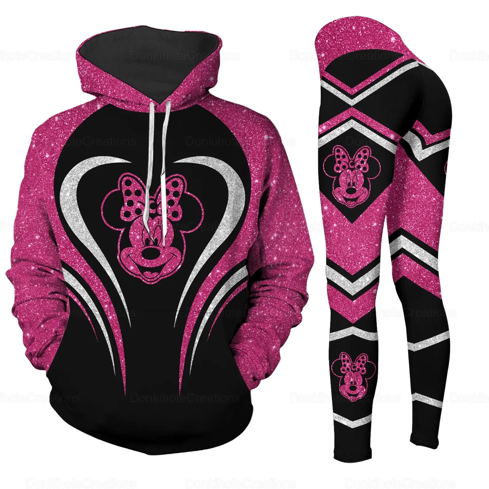 CustomizeName Minnie Hoodie Women's Set Yoga Pants Sweatpants Womens Disney Leggings Fashion Tracksuit