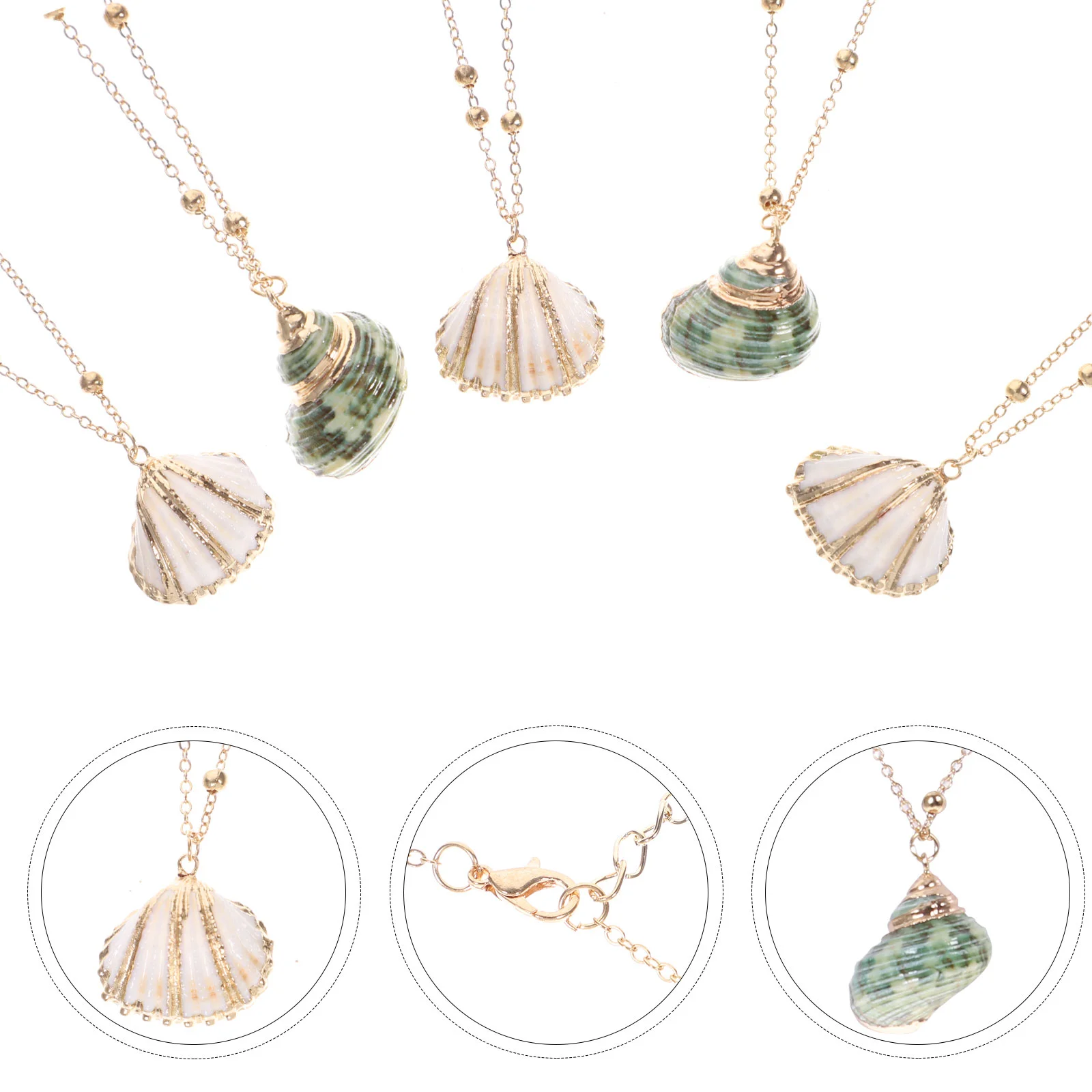 

5 Pcs Shell Pendant Seashell Pendent Gold Plated Jewelry Natural DIY Accessory Conch Shells Charm Ornament Handmade Necklaces