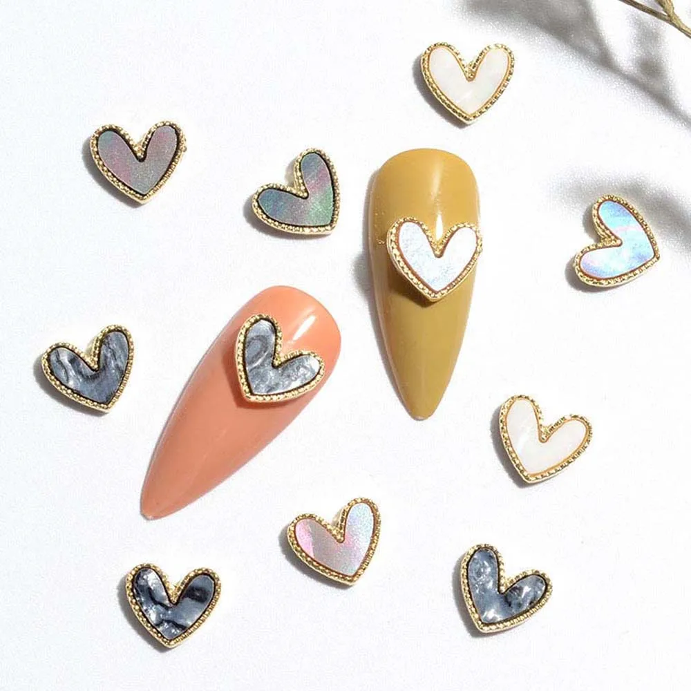 

10Pcs/Set 3D Shell Peach Heart Love Nail Art Decorations Cute Alloy Nail Art Rhinestones Design DIY Manicure Ornament Jewelry #&