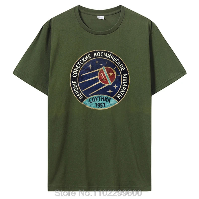 Vintage Russia CCCP Yuri Gagarin T-Shirt Men Group Team Soviet Retro Tees Sputnik Space Exploration Program Tshirt Harajuku