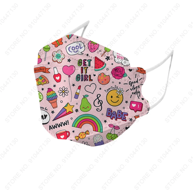 New 10-100 piece / bagged girls' exclusive mask FFP2 children's kn95 protection dust-proof and breathable 4-12-year-old mas | Красота