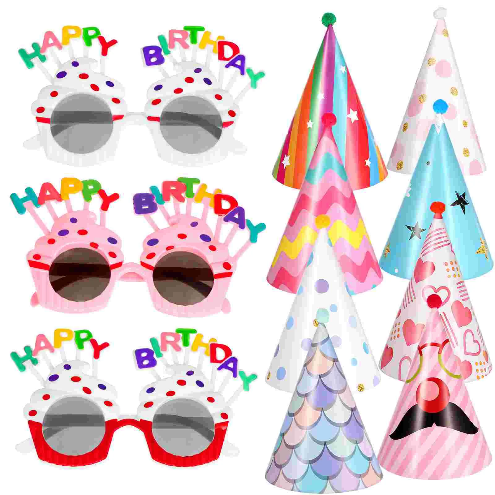 

1 Set Photo Props Birthday Theme Creative Funny Glasses and Hats Decorative Glasses and Hats Party Glasses and Hats