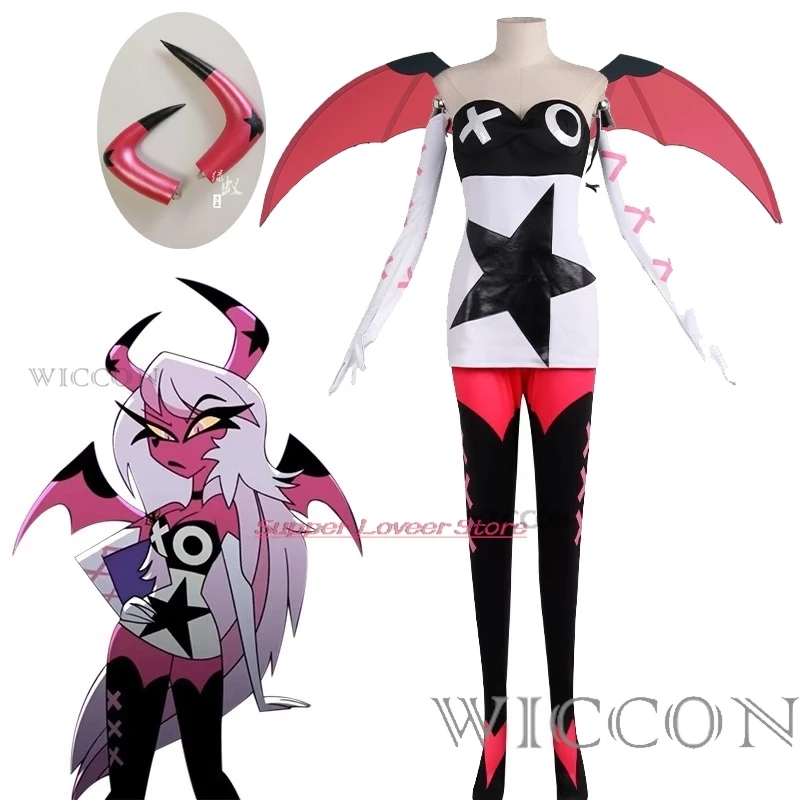 Helluva Verosika Boss Mayday Косплей Костюм Крыло Женщины Красный гудок головная повязка