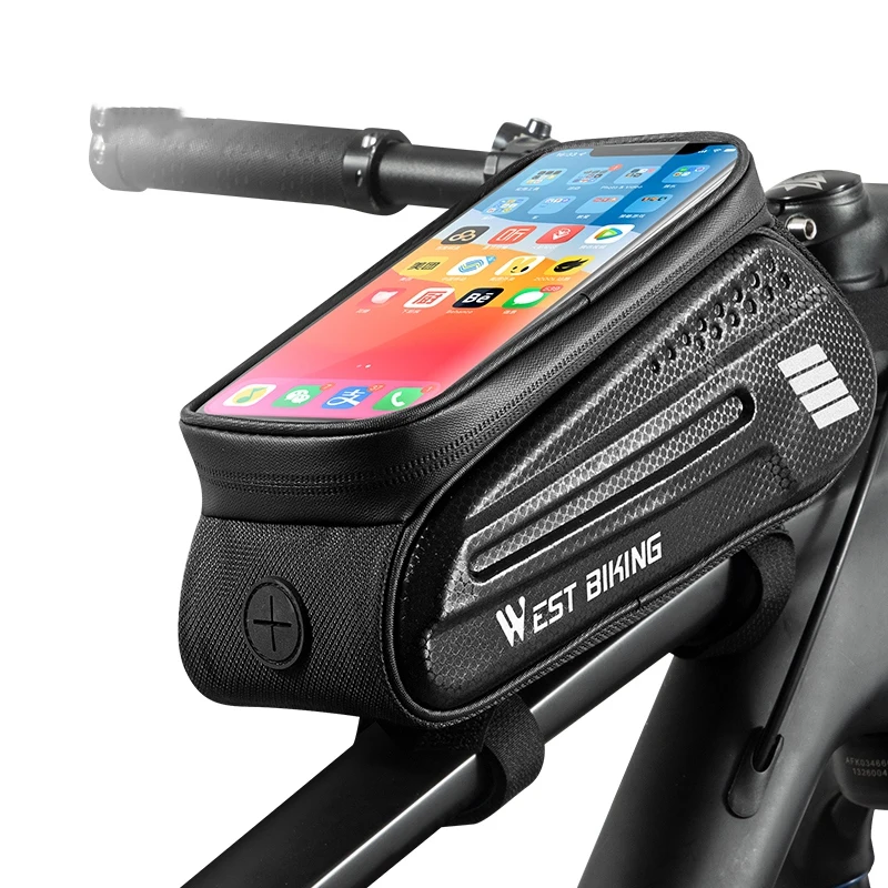 

WEST BIKING New Bike Bag Frame Front Top Tube Cycling Bag Waterproof 7In Phone Case Touchscreen Bag MTB Pack Bicycle Accessories