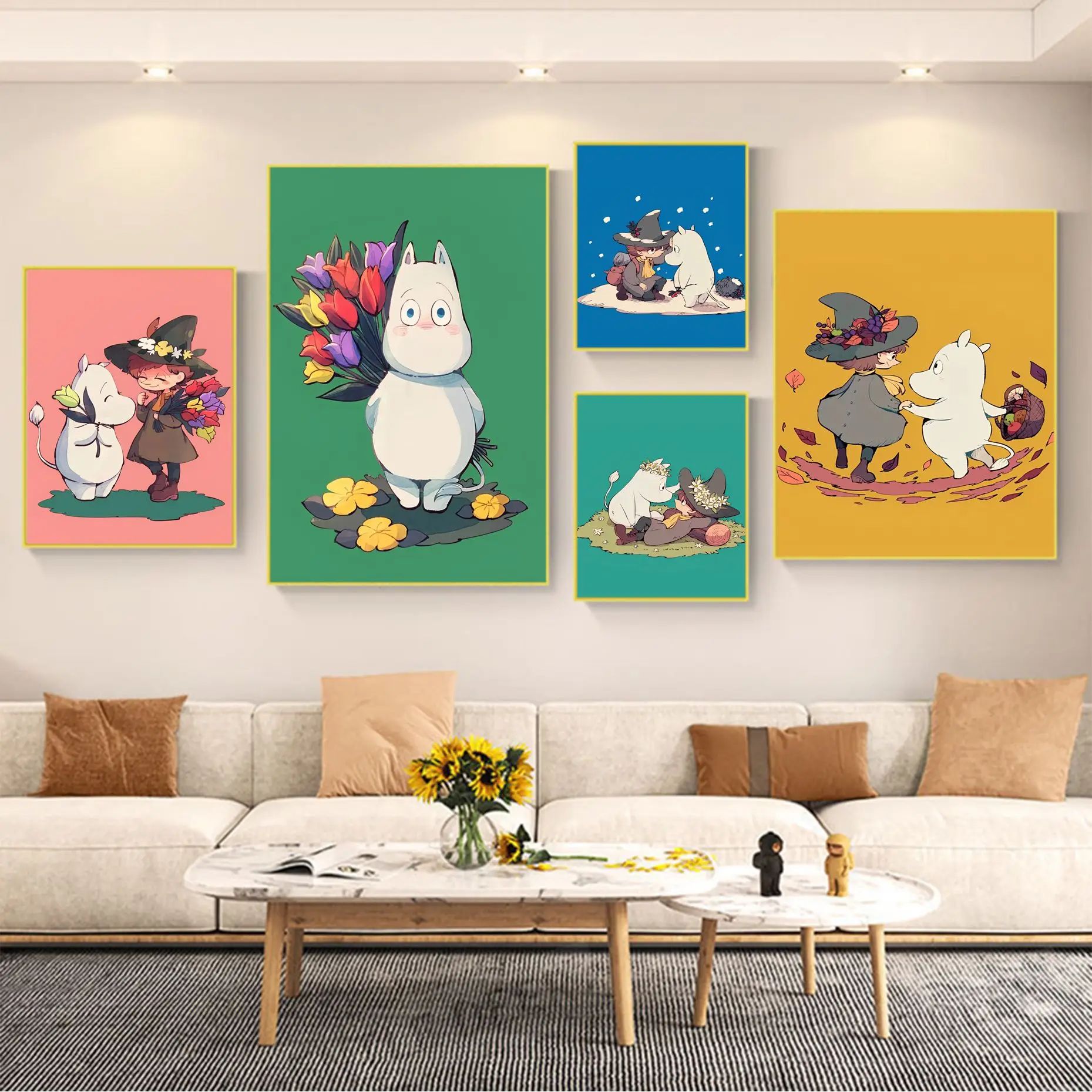 Мультяшный постер M-moomins DIY, липкий постер, Декор для дома и кофейни