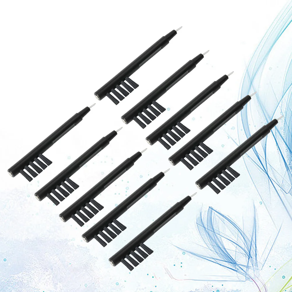 

10 Pcs U-shaped Hearing Amplifier Cleaning Brush with Wax and Magnet (Black)