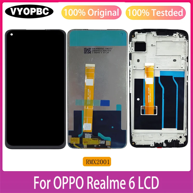 

6.5" Original LCD Display For OPPO Realme 6 Touch Screen With Frame Digitizer Assembly Replacement Parts RMX2001