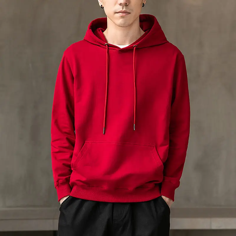 

Hooded Long Sleeve Men Sweatshirts Drawstring Closure Solid Color Casual Male Clothing Spring New Loose Tops Hoodies E121