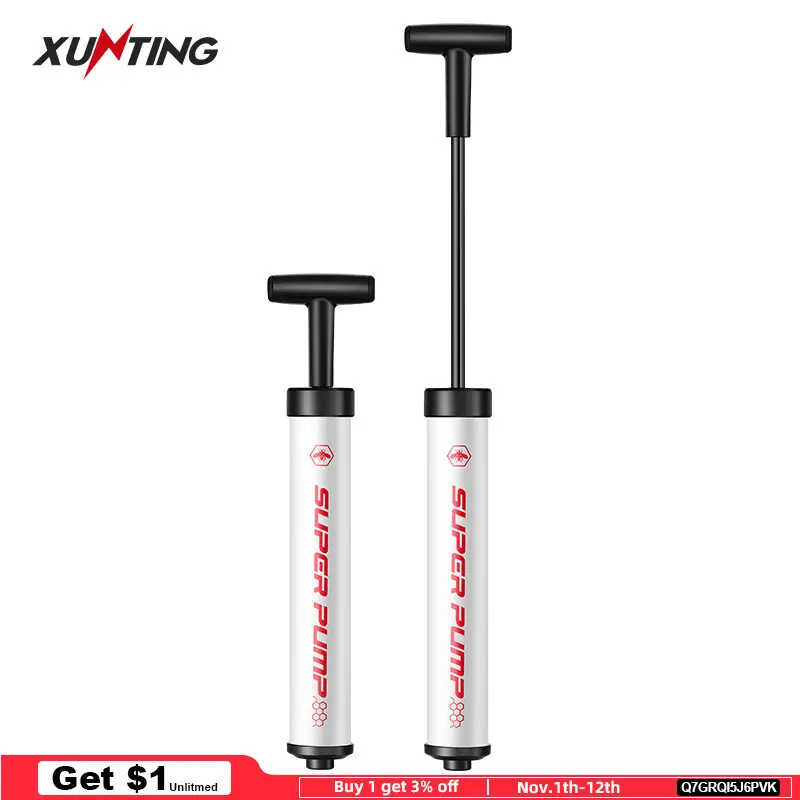 

Xunting Bicycle Pump Aluminum Mini Portable Light Air Pump Football Bike Cycling Ball Football Tire Inflator Bicycle Accessories