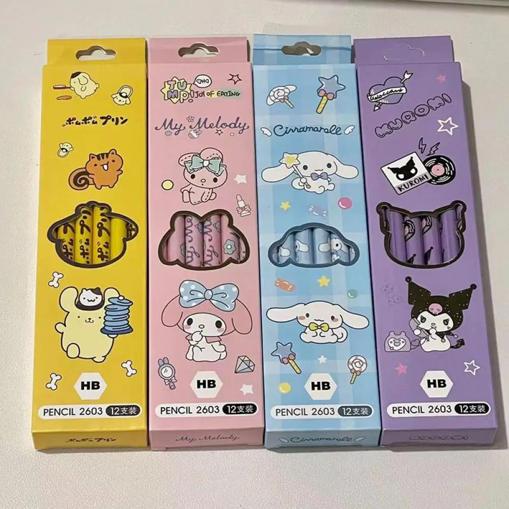 

Sanrios Anime Kawaii Kuromi Cinnamoroll Pompom My Melody Children Pencil Hb Graphite Student Painting Sketching Pen Kids Gifts