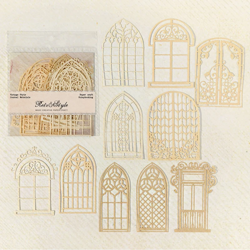 

Panalisacraft 10pcs Vintage Hollow Lace pieces paper Die Cuts Collection Kit Scrapbooking Planner/Card Making/Journaling Project
