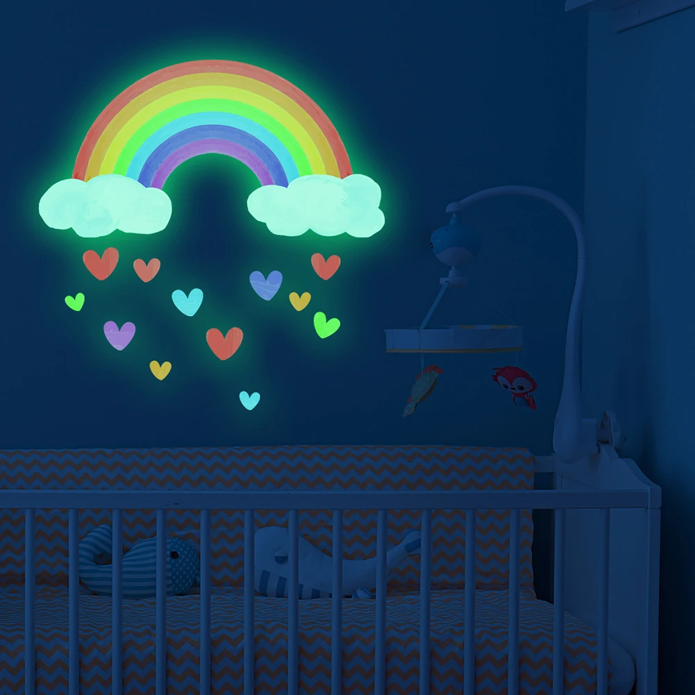 

Vinyl Sticker Rainbow Wall Sticker Clouds Love Girls Kids Nursery Decro Living Room Luminous Stickers Luminous