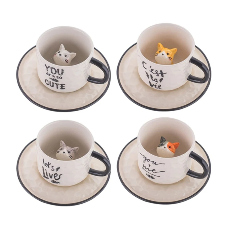 

Drinking Cups with Animal Inside with Ceramic Coaster for Women Men Coffee Mug
