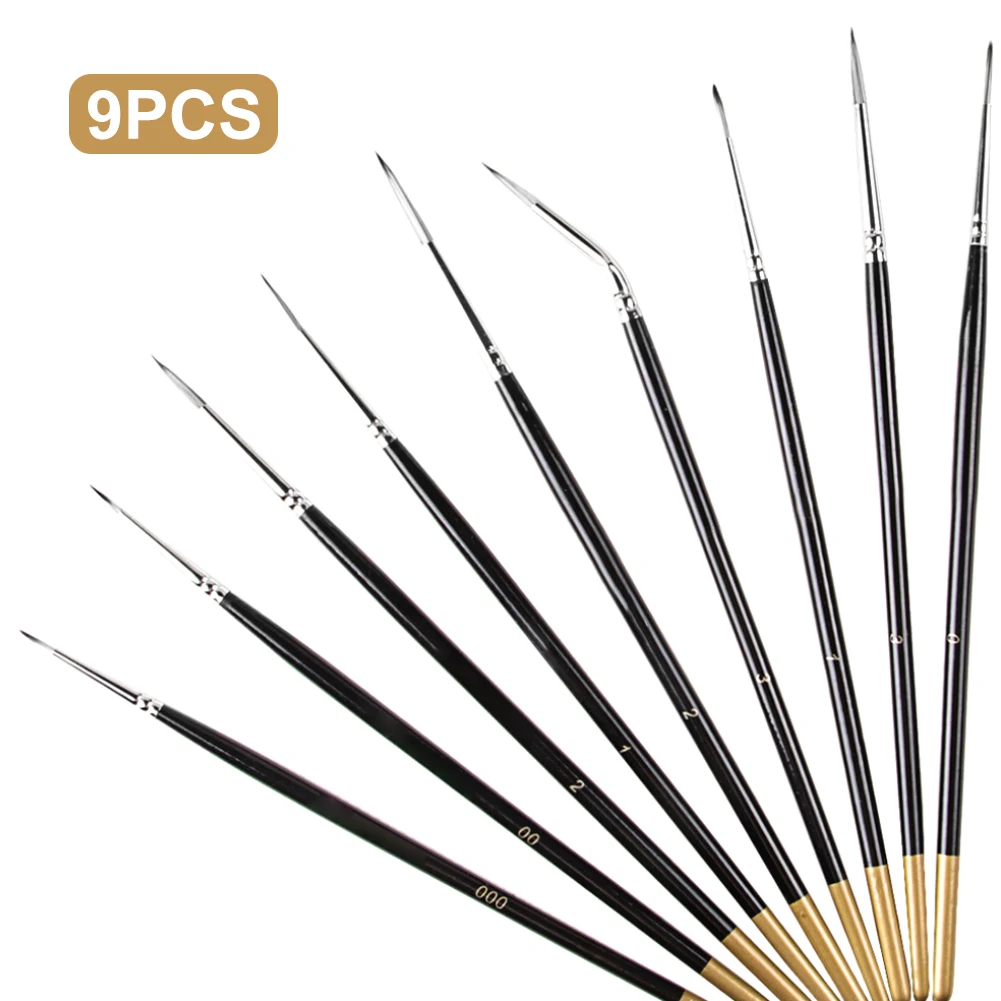 

9pcs/Set For Micro Miniatures Line Drawing Face Scale Model Beginners Fine Detail Paint Brush Acrylic Painting Watercolor Nail