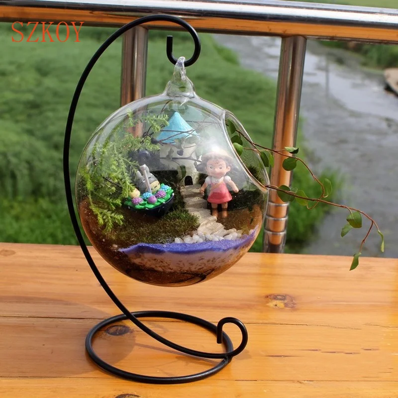 Hot Sale Creative Clear Glass Ball Vase Micro Landscape Air Plant Terrarium Succulent Hanging Flowerpot Container