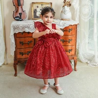 christmas vestidos new 2022 baby girl party dresses sleeveless princess dresses for girls bow decoration evening dress 0 5 years