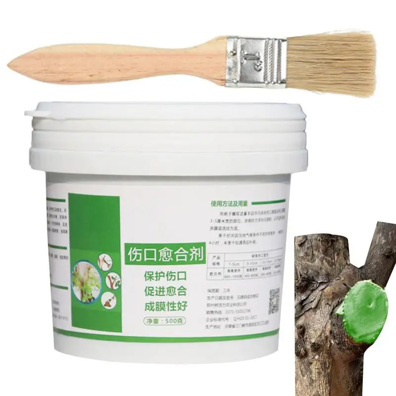 

500g Plant Tree Wound Cut Paste Grafting Pruning Sealer Bonsai Cut Wound Repair Ointment Agent With Brush Flowers Wound Healing