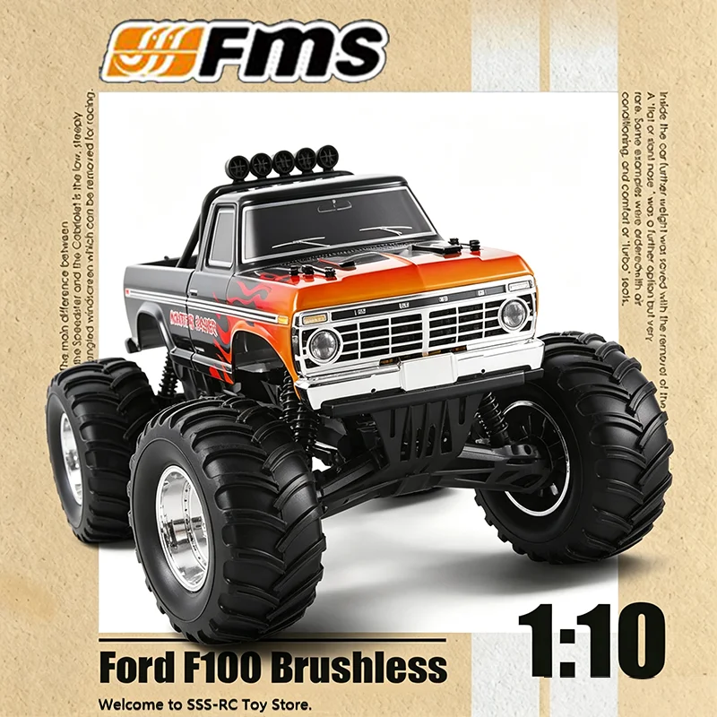 Фото Радиоуправляемая модель автомобиля Fms Ford F100 с бесщеточным двигателем, масштаб 1:10, в наличии, заднеприводная, для дрифта на улице, внедорожная, игрушка-подарок №1