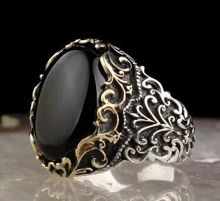 

Sterling Silver Ottoman Silver,Handmade Natural Stone (ONYX) 925k Made in Turkey Outstanding Gift